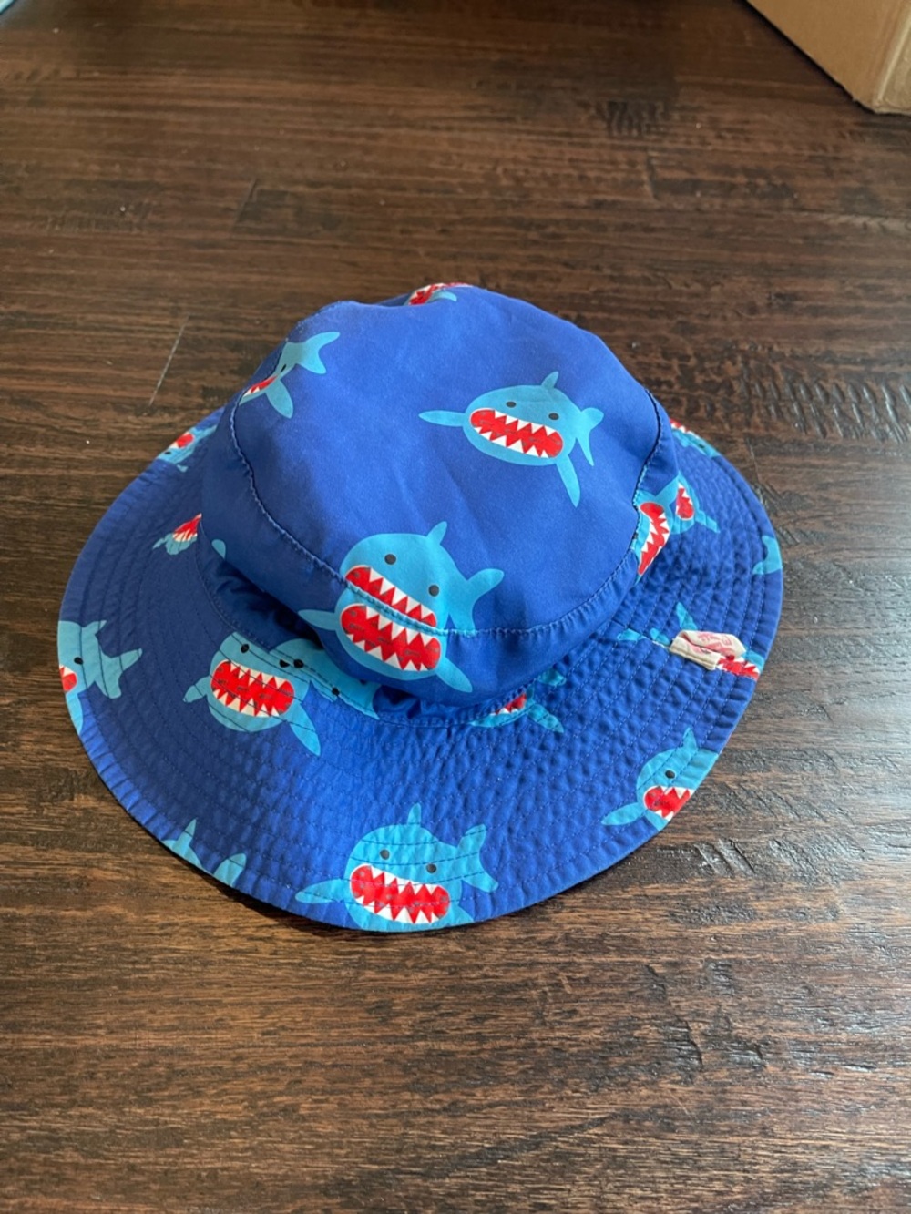 Blue Shark Print Bucket Hat